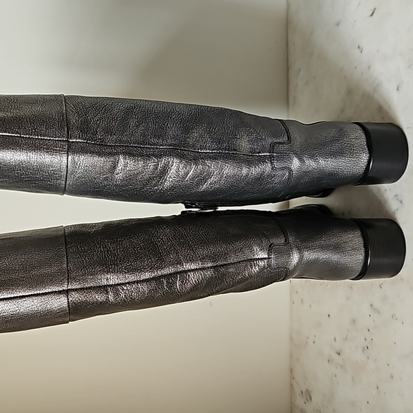 JIL SANDER: silver leather riding boots - Picture 4 of 9